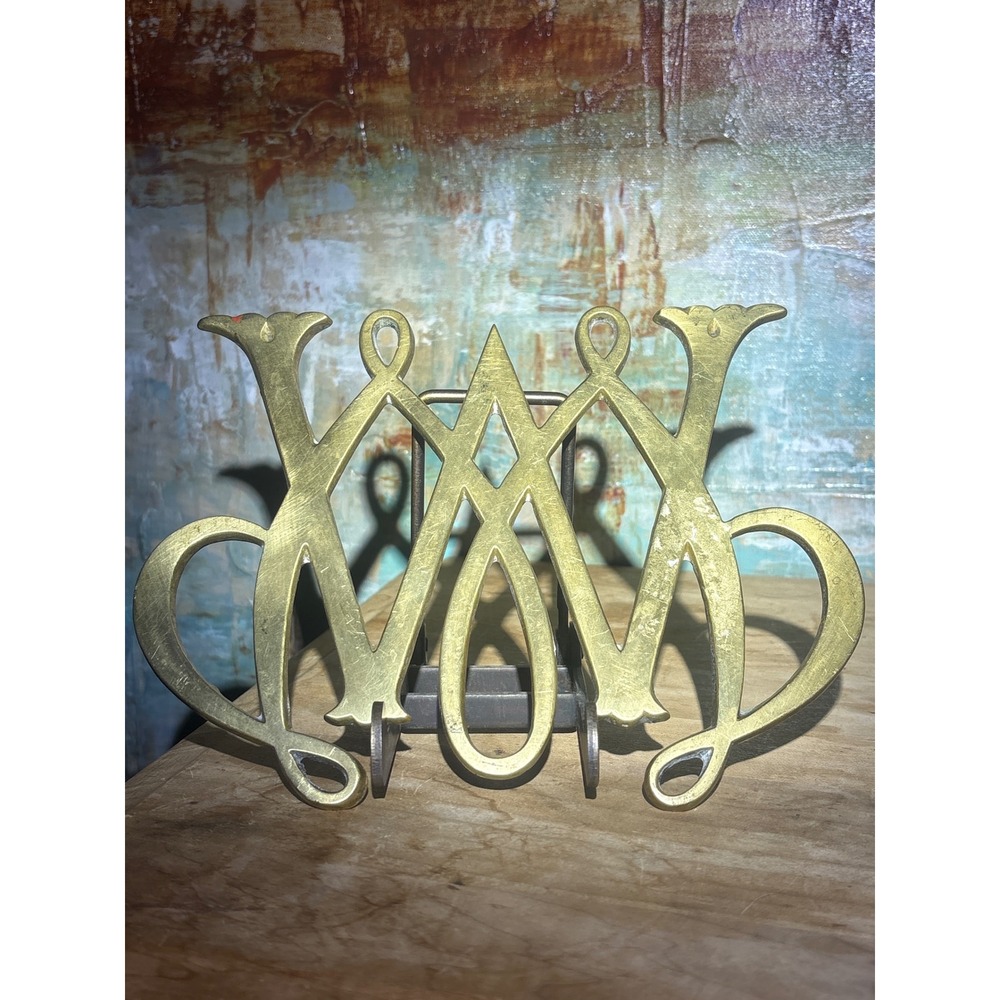 Colonial Williamsburg Brass William and Mary Cypher Trivet CW10-11 Vintage 1950